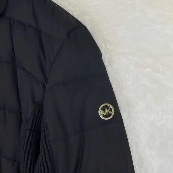 Michael Kors Womens Jacket Small Black Goose Down Quilted Puffer Zip * No Hood - Picture 3 of 13